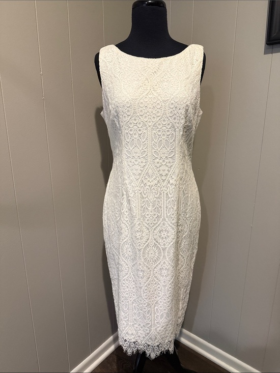 Adrianna Papell Dresses & Skirts - Adrianna Papell Ivory Lace Sleeveless Midi Sheath Dress